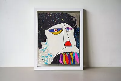 Vintage Abstract Contemporary Modern Portrait Marker Drawing By E.J. Hartmann • $145