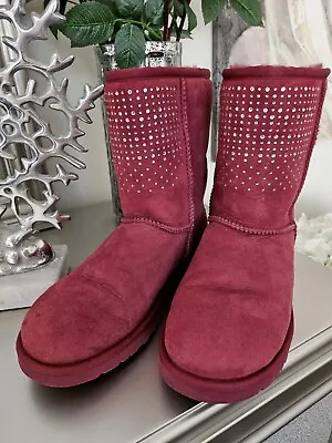 Ugg Australia Womens Classic Short Bling Magenta Boots Size 8 • $90