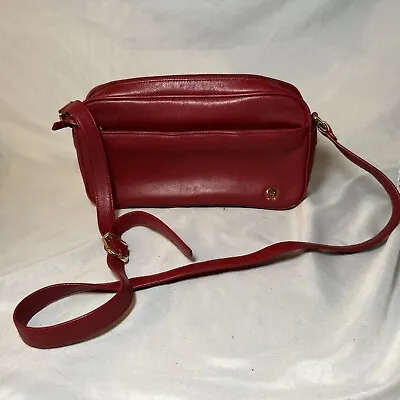 Vintage ETIENNE AIGNER Leather Shoulder Handbag Purse Oxblood Red Adj. Strap • $24.99