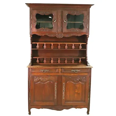 Antique Cabinet DisplayBuffet Deux Corps Louis XV Style Normandy Oak!!  • $1701.65
