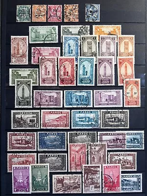 FRENCH MOROCCO Stamps 1914 - 1942 Landscapes Etc  / Used Few MLH / EL174 • $3.14