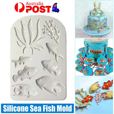 $6.50 • Buy 3x Sea Fish Coral Silicone Fondant Cake Decorating Mold Sugarcraft Icing Mould