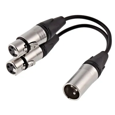 15cm XLR Splitter 1 X Male To 2 X Female 3 Pin Mixer Speaker PA Studio Cable • £4.95