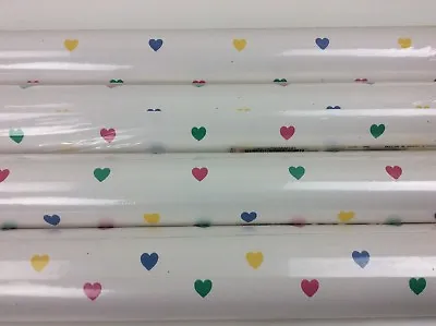 Vintage Retro Blue Yellow Green Pink Hearts Wallpaper Vinyl Roll 11 Yd X 20.5  • $10