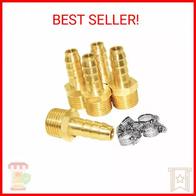 JoyTube 5 Pcs Hose Barb Fittings 1/2  Barb To 1/2  NPT Male Thread Brass Metals  • $24.34