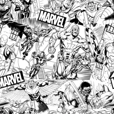$12.95 • Buy MARVEL AVENGERS SKETCH Cotton Fabric By SPRINGS CREATIVE BTY