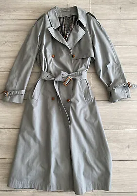 Women Grey Double Breasted Belted Cotton Trench Maxi Coat - UK 12-14 L-XL • £32.99