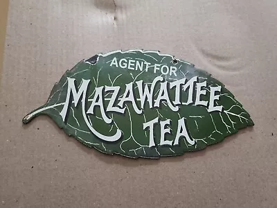 Porcelain Mazawattee Tea Enamel Sign Size 10  X 5  Inches • $70