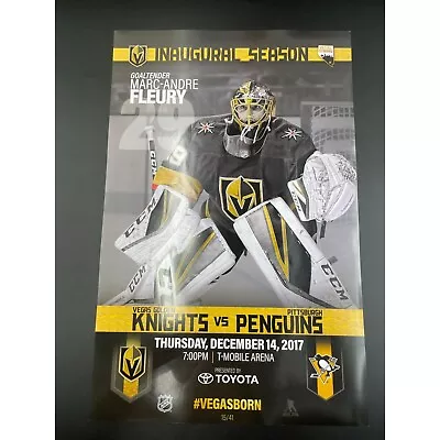 Marc-Andre Fleury 2017 Arena Poster Inaugural Season Vegas Golden Knights • $9.95