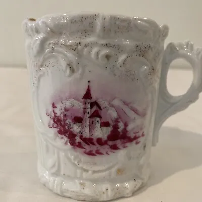 Vintage German Mustache Coffee/Tea Cup Pink Castle Design • £10.22