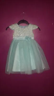 Girls Party Teal Dress Couchè Tot Age 3-4 • £27