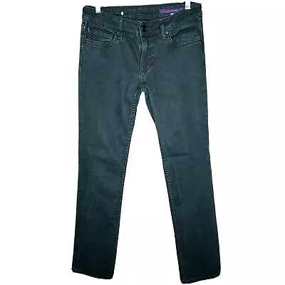 Vertigo Women Jeans Size 30 Black Denim Straight Leg Stretch Flap Pocket Casual • $19.90