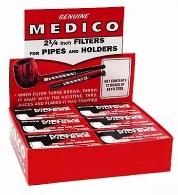 10 Boxes Genuine Medico Tobacco Pipe&Cigar Holder Filter NEW 2 1/4  1200 Filters • $156.78