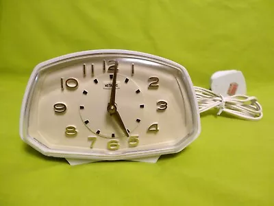 Vintage Metamec 1950s White Alarm Clock Mains Tested In Working Order • $56