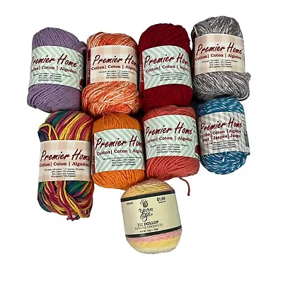 Premier Home Yarn Bee Mixed Lot Of 9 Yarn Skeins Cotton Multi Color • $14.99