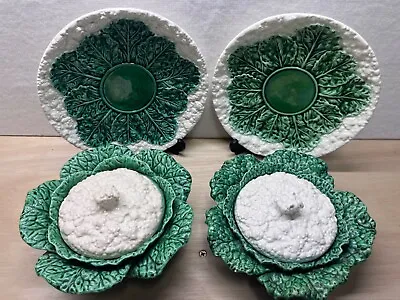 A Set To Include One Vintage Portuguese Majolica Cabbage Plate And Lidded Dish. • £60