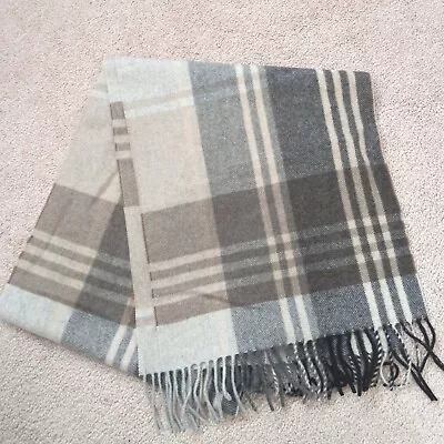 JoS.A.BANK Men's Brown Plaid Cashmere Scarf SIze 60 X12  • $23.99