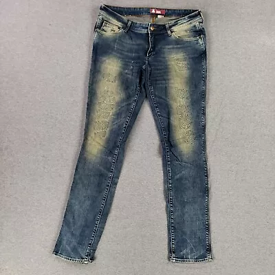H&M Sqin Jeans Super Skinny 32x34 Low Rise Stretch Acid Wash Modern • $16.82