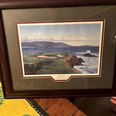 Framed Print Pebble Beach #7 California Marci L Rule 107 Yards Par 3 • $75