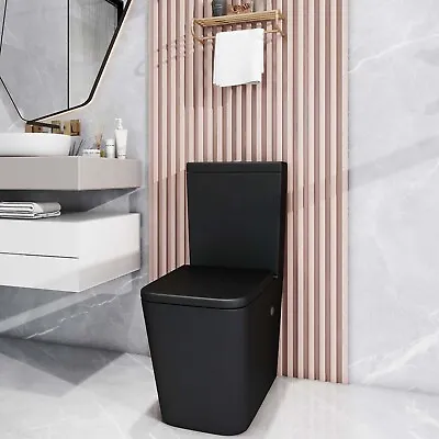 Black Toilet Rimless Close Coupled Toilet With Soft Close Seat Dual Flush New • £386.99