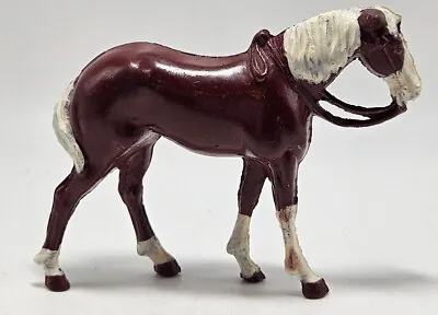 Vintage Die Cast Metal Horse.  Reddish Brown & White.  3 Inches Tall White Tail. • $24.99