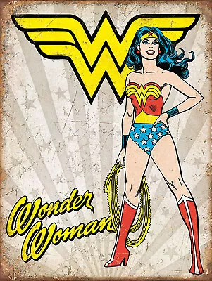 Wonder Woman Retro Replica Style Metal Tin Sign Gift Pub Shed Man Cave • £3.49