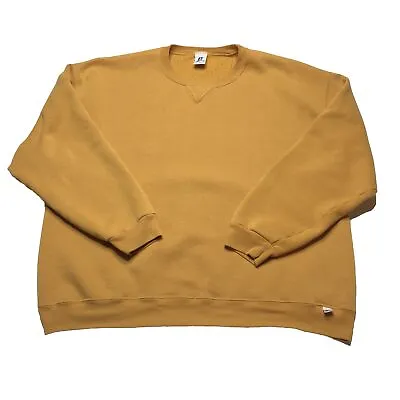 Vintage Russell Athletic Sweatshirt Mens XL Crewneck Made In Mexico Yellow • $19.99