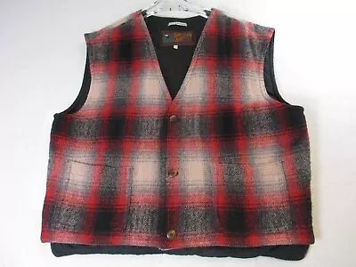 Life's Adventures Dash Vest Wool Blend Flannel Made In Bulgaria Mens Size L Red • $16.59