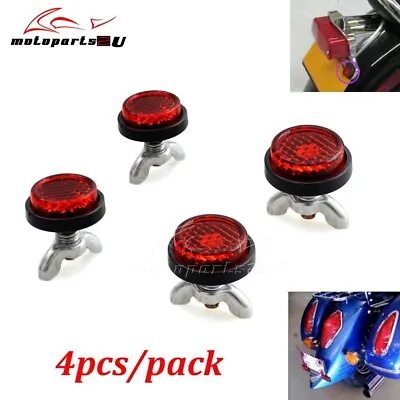 4PCS Red Tag Reflectors Motorcycle License Plate Reflective Caps Bolts Fasteners • $4.99