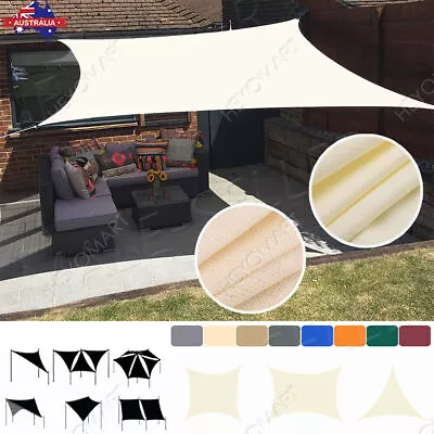 Waterproof Extra Heavy Duty Shade Sail Shade Cloth Sun Triangle Square Rectangle • $23.59