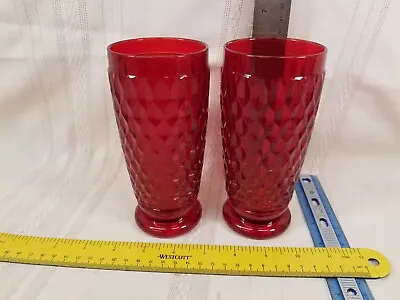 Set Of 2 Villeroy & Boch Boston Red Highball Glasses 6.25 X3  • $34.64