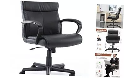 Office Chair - Mid-Back Computer Desk Chair With Armrests Height Black • $86.62