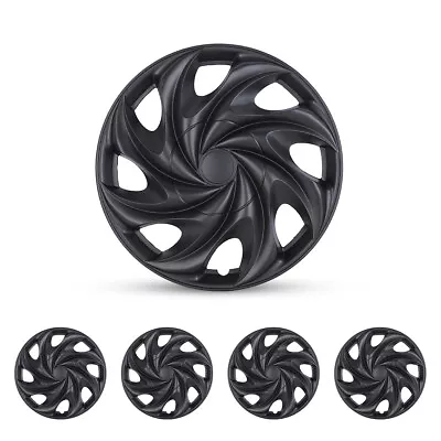 14  Set Of 4 Black Matte Wheel Covers Snap On Hub Caps Fit R14 Tire & Steel Rim • $39.99