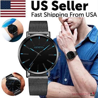 Waterproof Men's Watch Stainless Steel Quartz Luminous Classic Watches Business • $8.89