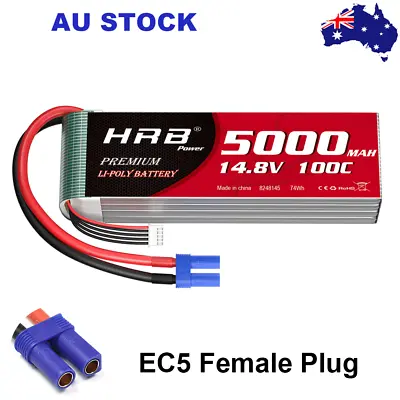HRB 4S 14.8V 5000mAh 100C EC5 LiPo Battery For RC Drone Helicopter Car Truck AU • $67.67