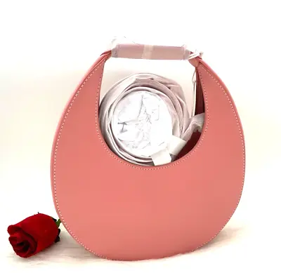 $189.99 • Buy AUTH NWT Staud Mini Moon Leather Trim Small Hobo Crossbody Bag In Grapefruit NEW