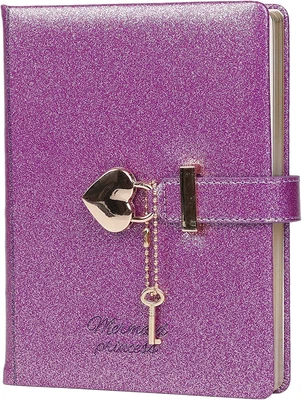 $73.65 • Buy Heart Lock Journal Notebook With Key, Flower PU Leather Diary (Purple)