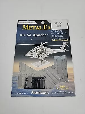 Fascinations Metal Earth AH-64 Apache Helicopter Steel 3D Model Kit • $9.99