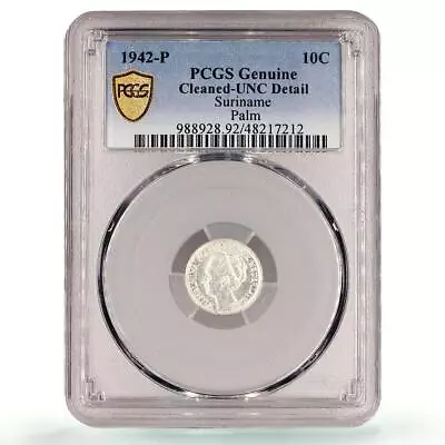 Suriname Dutch 10 Cents Regular Coinage Wilhelmina KM-9 PCGS Silver Coin 1942 • $69.33