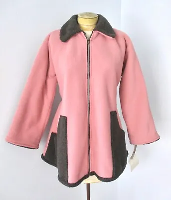 NWT Corky Pink Gray Berber Fleece Fit Flare Zip Coat Pockets Girls 14-16 (2XL) • $75