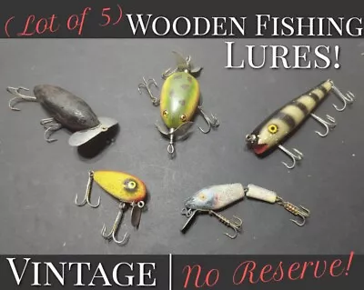 ✨VINTAGE✨ (Lot Of 5) Wooden Fishing Lures - Heddon C. C. B. & South Bend • $137.50