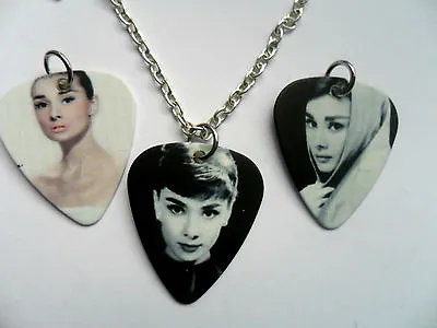 $3.69 • Buy Unusual Audrey Hepburn  Guitar Pick Silver Necklace Six To Choose