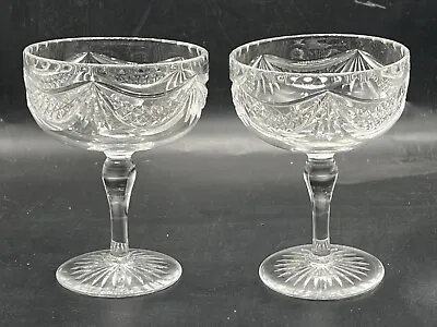 £19.99 • Buy Vintage Edinburgh Scottish Harbridge Crystal Glass Footed Serving Bowls Set Of 2