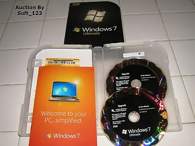 Microsoft Windows 7 Ultimate Upgrade 32 & 64 Bit DVD MS WIN PRO = RETAIL BOX= • $99.95