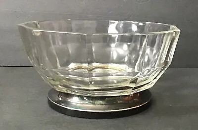 Vintage Godinger Lead Crystal Bowl With Silver Plate Base Made In Italy • $18