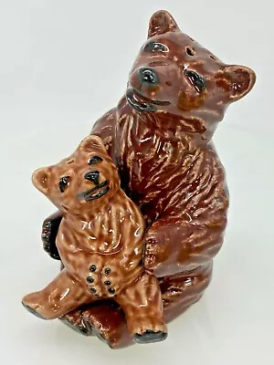 VTG Ceramic Arts Studio Mom Mama Bear Holding Cub Baby Salt & Pepper Shakers  • $23.50