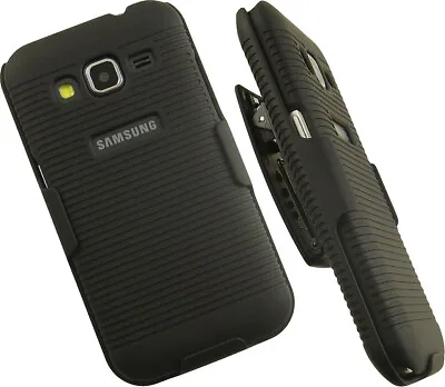 Black Hard Case Cover Belt Clip Holster Stand For Samsung Galaxy Core Prime G360 • $16.76