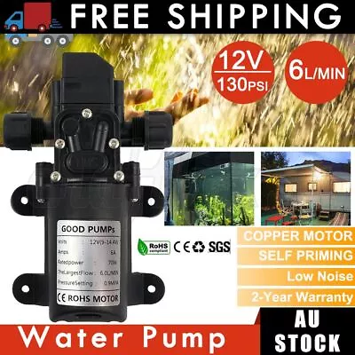 $17.90 • Buy 12V Water Pump 6L/Min 70W 130PSI High Pressure Self-Priming Caravan Camping Boat