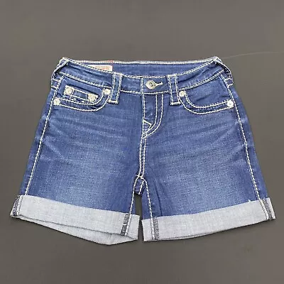 True Religion Jayde  24 Mid Rise Classic Short Womens Rolled Denim • $19.99