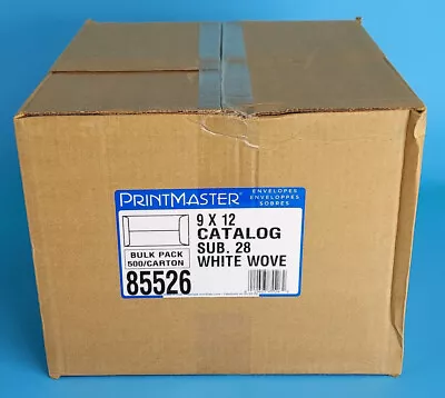 PRINTMASTER 85526 ENVELOPES: 9x12 White Gummed Flap 28lb 500/bx |099-6768093 • $15